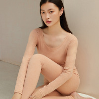 南极人(NanJiren)德绒女士保暖内衣圆领秋冬贴身舒适纤维毛衫打底秋衣秋裤女
