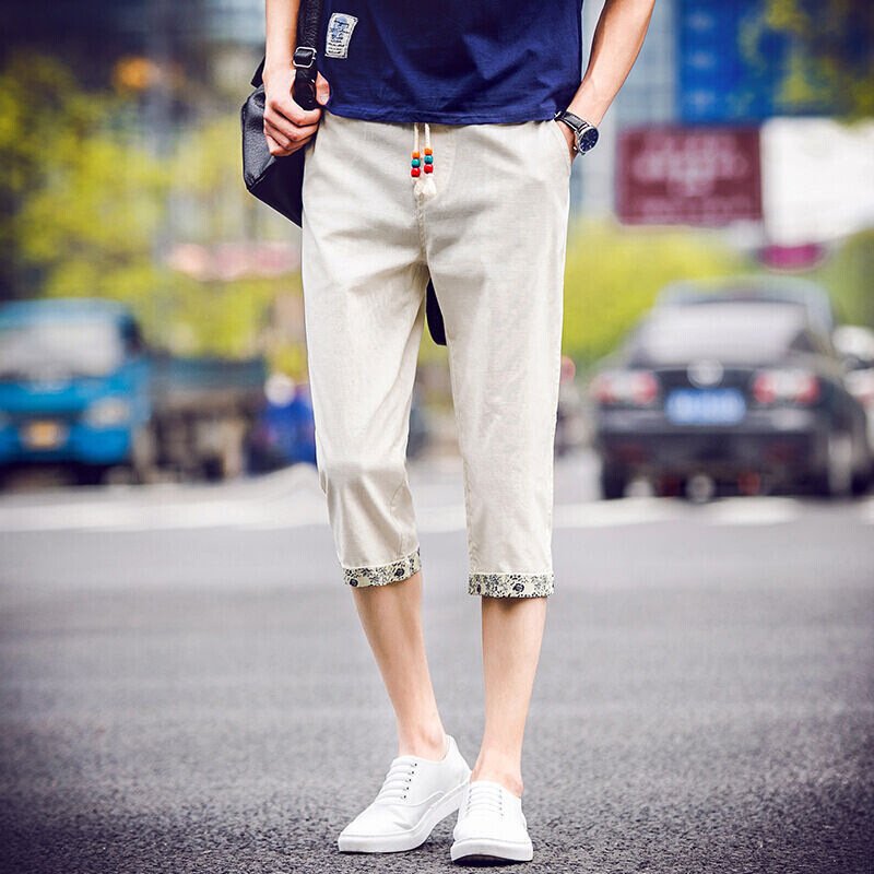 AR春新版男士裤休闲裤子新款百搭修身潮流小脚七分裤男