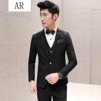 西服+西裤+马甲西服套装休闲职业正装结婚礼服上班职业装工作服套装男三件套西服套装