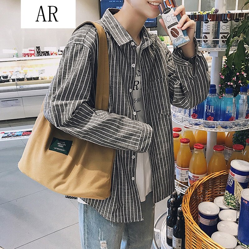 2017新款长袖衬衫男士韩版潮流上衣学生条纹休闲衬衣潮青年秋季百搭外套男快手红人同款