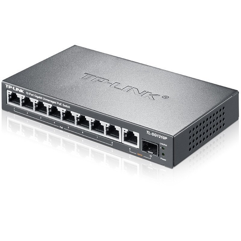 普联（TP-LINK）TL-SG1210P 8口全千兆标准POE供电交换机无线AP/监控供电