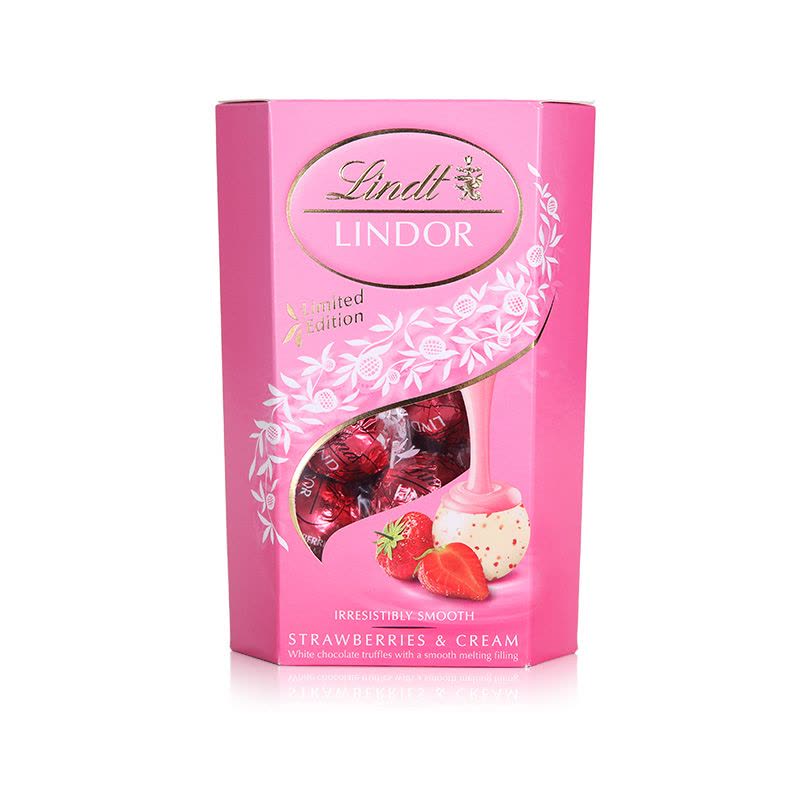 Lindt瑞士莲软心牛奶巧克力进口巧克力草莓16粒分享装200g图片