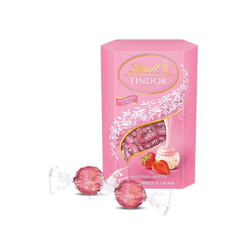 Lindt瑞士莲软心牛奶巧克力进口巧克力草莓16粒分享装200g图片