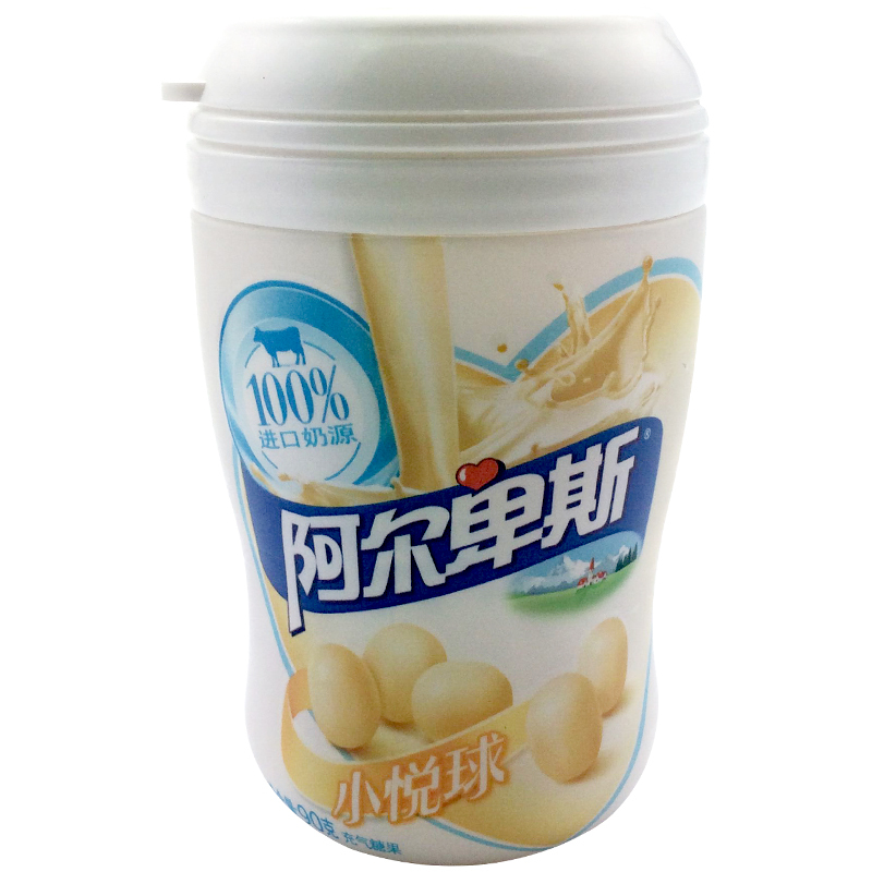 alpenliebe阿尔卑斯至纯小悦球90g至纯牛奶味草莓味酸奶味奶糖零食