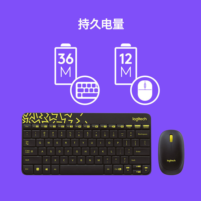 罗技(Logitech)无线键鼠套装 MK240 Nano 无线鼠标无线键盘套装(白色)