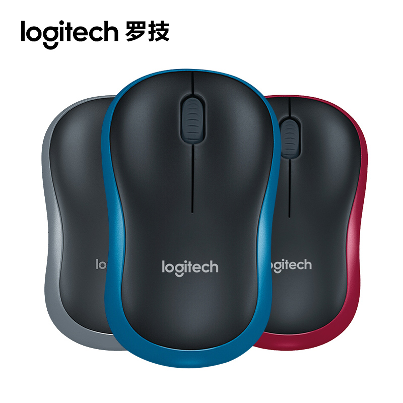 罗技（Logitech）M186 无线鼠标办公笔记本台式电脑无限鼠标无线省电鼠标(黑色灰边)