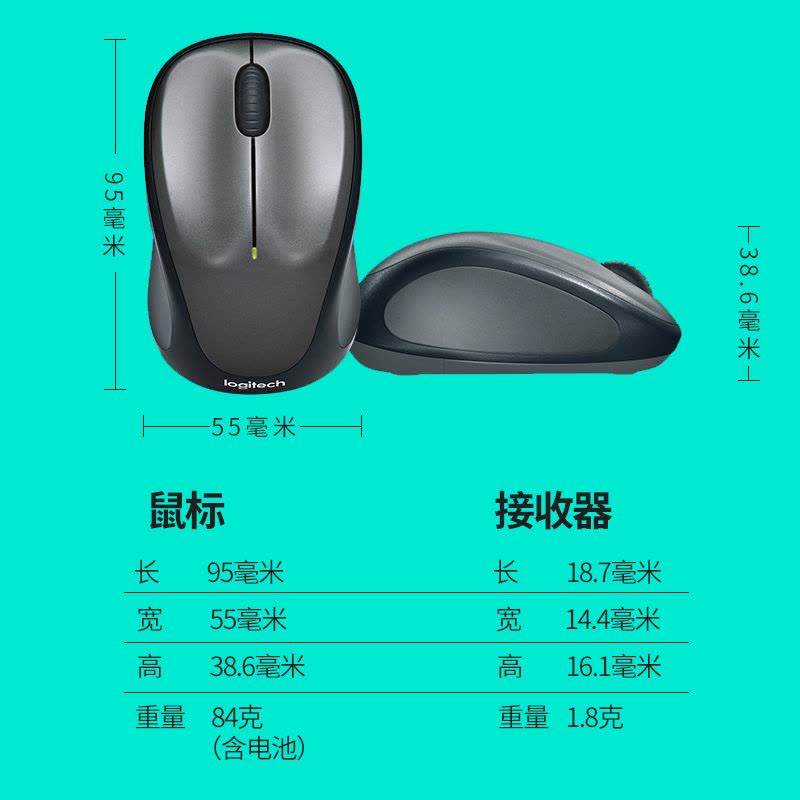 罗技(Logitech) M235 无线光电鼠标2代 升级优联技术台式笔记本电脑无线办公省电鼠标 (灰色)图片