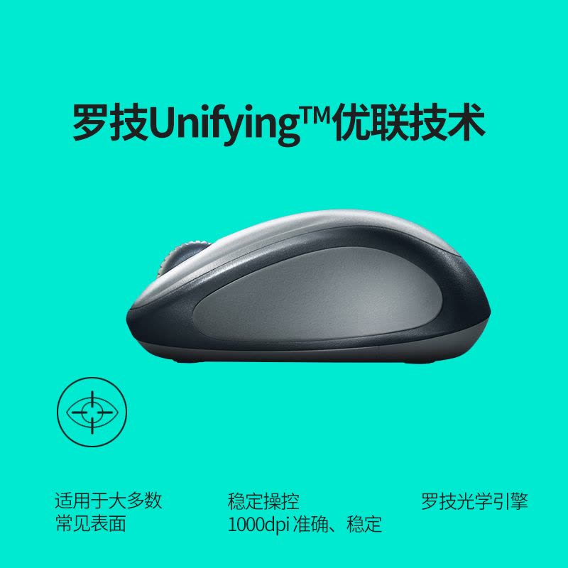 罗技(Logitech) M235 无线光电鼠标2代 升级优联技术台式笔记本电脑无线办公省电鼠标 (灰色)图片