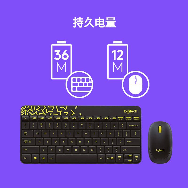 罗技(Logitech)无线键鼠套装 MK240 Nano 无线鼠标无线键盘套装(黑色)图片