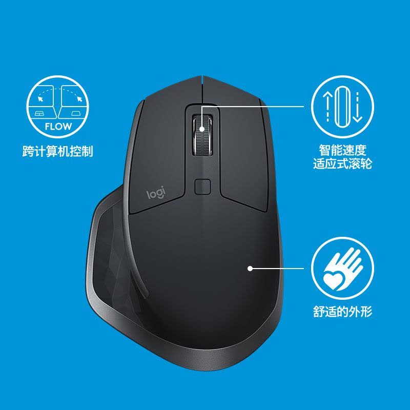 罗技(Logitech)MX Master 2S 无线鼠标 无线蓝牙优联双模跨计算机控制鼠标 儒雅黑图片