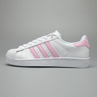 Adidas/三叶草superstar贝壳头板鞋樱花粉小白鞋粉尾女鞋 BA9915