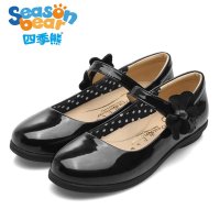 四季熊正品皮鞋儿童公主单鞋春夏学生表演演出大童鞋女童黑色皮