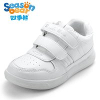 四季熊儿童白色运动鞋男童白波鞋女童旅行鞋跑步鞋休闲学生鞋校园