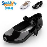 四季熊 2016 春秋 新款亮面黑白小童公主鞋可爱韩版小学生单鞋演出鞋