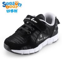 四季熊2016春季新款男女童黑白网布透气运动鞋防滑耐磨小孩校园鞋