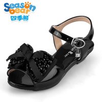 四季熊2016春秋新款中小童韩版蝴蝶结中跟凉鞋小学生公主鞋校园鞋