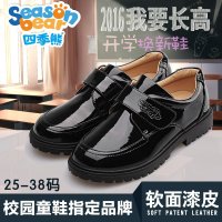 四季熊男童黑色皮鞋大童软底单鞋儿童学生演出鞋漆皮英伦小童皮鞋