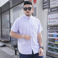 PMMP夏季新品加肥加大码男士短袖衬衫肥佬胖子时尚潮宽松商务半袖寸衫