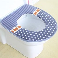 宜莱芙 波点毛绒马桶坐垫 加厚保暖坐便垫 软绒面马桶套马桶垫40cm