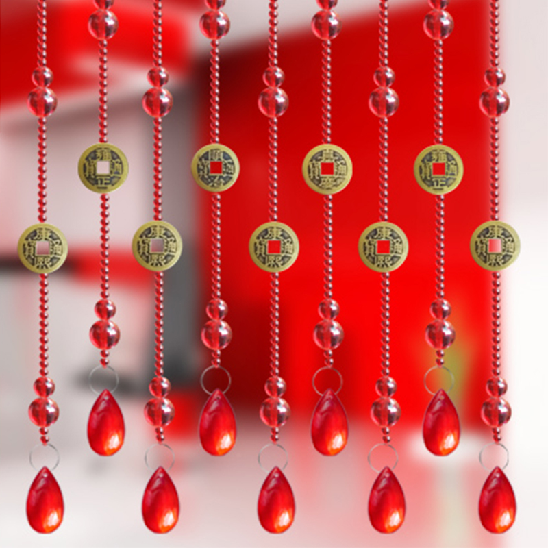 宜莱芙葫芦水晶珠帘厕所隔断帘成品客厅卧室五帝铜钱过道卫生间门帘