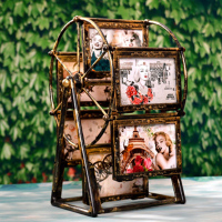 宜莱芙 5寸摩天轮相框（散装平面象牙白）金属个性创意风车婚纱儿童照相框摆台礼物礼品