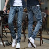 夏季2016男装青年小脚裤学生新款韩版直筒男士牛仔裤修身休闲长裤子男潮