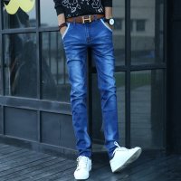 2016夏季新款男士牛仔裤青年小脚裤韩版修身弹力潮青少年休闲长裤子薄