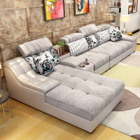 布艺沙发组合 客厅大小户型现代贵妃L型 皮布沙发三人转角可拆洗