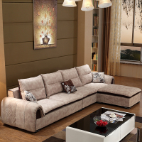 艾窝窝 布沙发可拆洗布艺沙发 高档休闲现代客厅L型沙发组合家具 图片色 左三人+右三人+脚踏