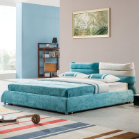 艾窝窝 时尚布艺床 简约现代双人床1.8米 可拆洗布床 铁灰色 1800*2000