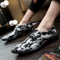 兰顿犀牛2016春季新款迷彩尖头英伦时尚磨砂皮增高夜店男士皮鞋高跟鞋发型师个性潮流男鞋子