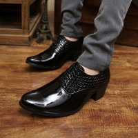 兰顿犀牛2016春季新款漆皮男士皮鞋尖头7cm高跟鞋夜店男鞋子英伦男式鞋黑色皮鞋高跟鞋男款发型师皮鞋