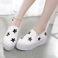 兰顿犀牛2016春季新款女鞋乐福鞋厚底平底鞋日常休闲单鞋松糕鞋韩版时尚百搭增高甜美星星女鞋