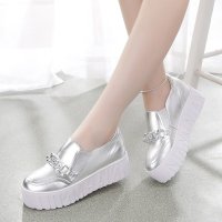 兰顿犀牛2016春秋季新品漆皮圆头英伦风复古皮鞋套脚单鞋女厚底松糕底女鞋子潮韩版舒适甜美乐福鞋