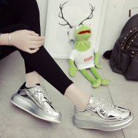 兰顿犀牛欧洲站2016春季新款女鞋厚底松糕镜面皮亮色休闲乐福鞋低帮运动鞋英伦时尚百搭亮皮跑鞋