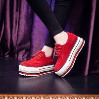 兰顿犀牛2016春季韩版磨砂皮松糕鞋女平底鞋套脚乐福鞋英伦磨砂皮麻绳厚底渔夫草编女单鞋