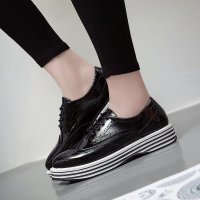 兰顿犀牛2016春季新款布洛克女鞋英伦学院风系带低跟复古小皮鞋女雕花平底牛津单鞋韩版潮流厚底松糕鞋