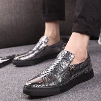 兰顿犀牛2016春季韩版时尚潮男鞋男士靴子马丁靴英伦高帮休闲鞋一脚蹬侧拉链亮片板鞋蛇纹发型师套脚懒人鞋