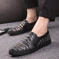 兰顿犀牛2016春季新款休闲鞋男潮流板鞋英伦时尚男士个性乐福鞋韩版百搭厚底亮片套脚懒人鞋