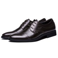 兰顿犀牛2016春季新款男士皮鞋男商务正装休闲牛皮软皮英伦风系带透气男鞋子结婚鞋高跟鞋男