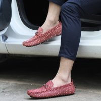 兰顿犀牛2016春季新款个性花点男款豆豆鞋男士休闲鞋驾车男鞋子韩版潮流套脚乐福潮皮鞋一脚蹬懒人鞋