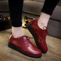 兰顿犀牛2016春季小白鞋真皮平底鞋板鞋平跟休闲女鞋英伦风白色系带单鞋纯白女皮鞋