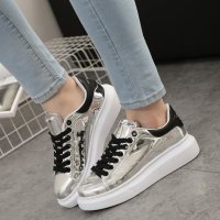 兰顿犀牛2016春季新款松糕跟运动鞋韩版小白鞋板鞋漆皮乐福鞋女板鞋学生亮皮平底板鞋厚底休闲鞋