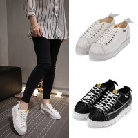 兰顿犀牛原宿2016春秋韩版运动鞋女厚底松糕板鞋贝壳平底单鞋休闲小白鞋潮时尚百搭松糕跟滑板鞋