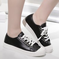 兰顿犀牛2016春季帆布鞋女平跟休闲鞋韩版平底低帮鞋学生小白鞋真皮贝壳头圆头纯白板鞋