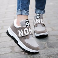 兰顿犀牛 2016春夏季新款韩版英文字母魔术贴时尚休闲学生厚底高帮运动板鞋舒适百搭学院风女鞋