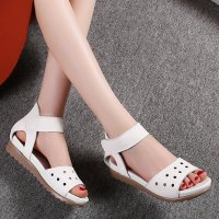 兰顿犀牛 2016夏季新款头层牛皮韩版平跟平底露趾女鞋大童中小学生少女凉鞋