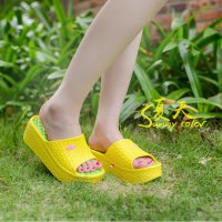 兰顿犀牛2016夏季新款英伦时尚田园糖果色一字拖女凉鞋舒适防滑厚底增高沙滩鞋露趾室内花园女拖鞋