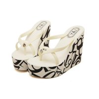 兰顿犀牛 2016夏季11cm超高跟坡跟拖鞋夹脚坡跟厚底松糕防水台凉拖鞋女防滑超高跟人字拖