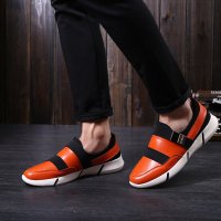 兰顿犀牛2016春季男鞋休闲鞋潮鞋牛皮英伦男士圆头鞋子青年时尚运动鞋跑步鞋套脚皮鞋男懒人鞋